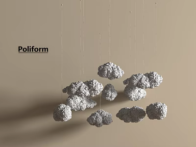 Poliform Stylish Hanging Cloud Like Decorations On Beige Wall Interior Design 3d model