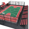 Modern Basketball Court Design With Green Playing Surface And Red Bleacher Seats