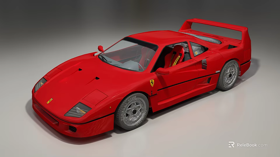 Red Ferrari Sports Car With Sleek Design Rear Spoiler And Alloy Wheels 3d model 