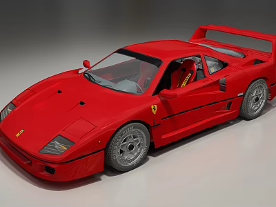 Red Ferrari Sports Car With Sleek Design Rear Spoiler And Alloy Wheels 3d model