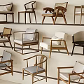 Various Stylish Leisure Chairs With Wooden Frames And Upholstered Seats