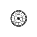 Black Wall Clock With Roman Numerals And Decorative Metal Frame Design
