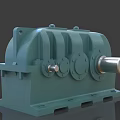 Heavy Duty Green Industrial Gearbox With Circular Components And Extending Shaft