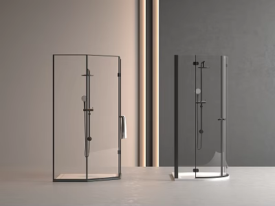 Shower Room One-word Shower Room Glass Bathroom Hardware Shower 3d model