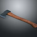 Traditional Axe Weapon With Metal Head And Wooden Carved Handle Design
