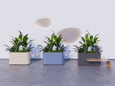 Modern Flower Box Canna Plant Flower Box 3d model