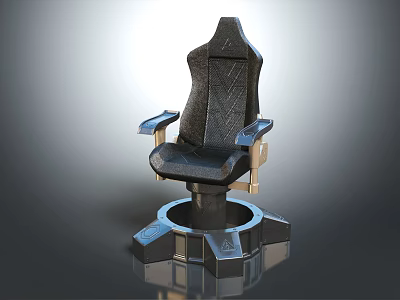 Black Modern Gaming Chair With Ergonomic Design Circular Base And Armrests 3d model