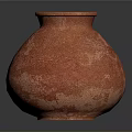 Red Pottery Sculpture with Rough Textured Surface and Classic Handcrafted Design