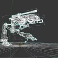 Futuristic Mechanical Quadruped Weapon With Cannon Barrel And Robotic Legs