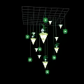 Hanging Cone Shaped Decorations With Panda Bamboo And Green Spheres On Black Background