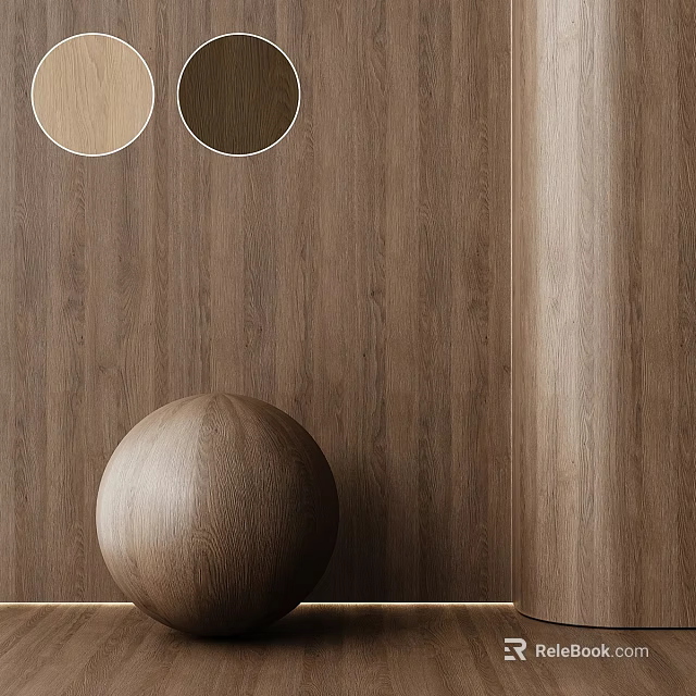 Circular Wooden And Mirror Components On Wooden Wall With Sphere Decor 3d model 