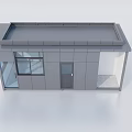 Grey Prefabricated Small Office Building With Metal Panels Windows And Door