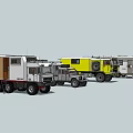 Various Camper Cars and Trailers with Yellow White Gray Designs and Solar Panels