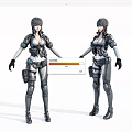 Game Movie Female Characters in Tactical Gray Black Combat Suits with Short Hair and Gear