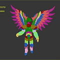 Golden Armored Humanoid Creature with Large Feathered Wings and Avian Head