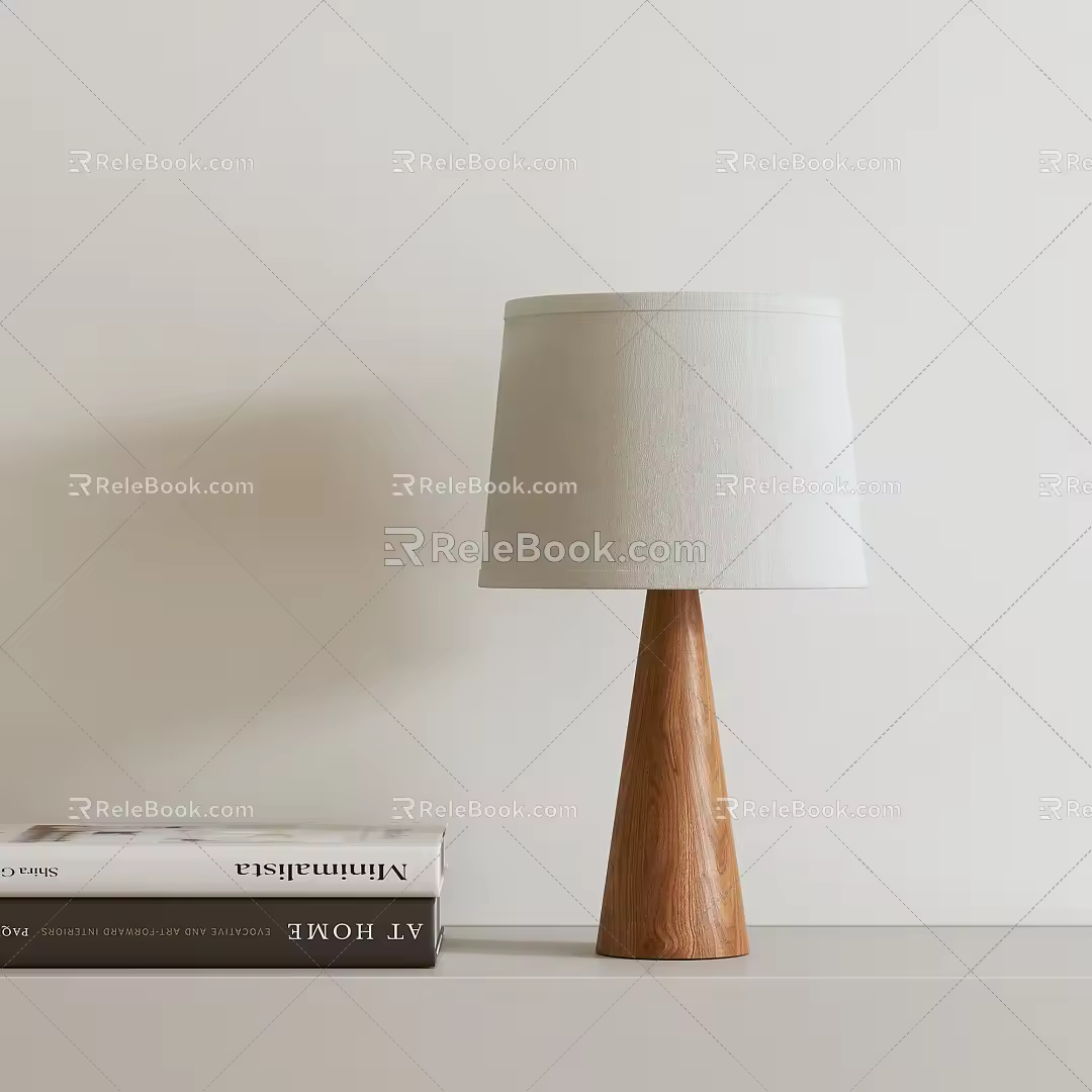 Modern Solid Wood Table Lamp 3d model