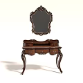 Elegant Vintage Dressing Table With Ornate Mirror And Curved Carved Legs
