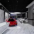 4S Shop Showroom Interior Featuring Red White Luxury Sports Cars And Modern Design