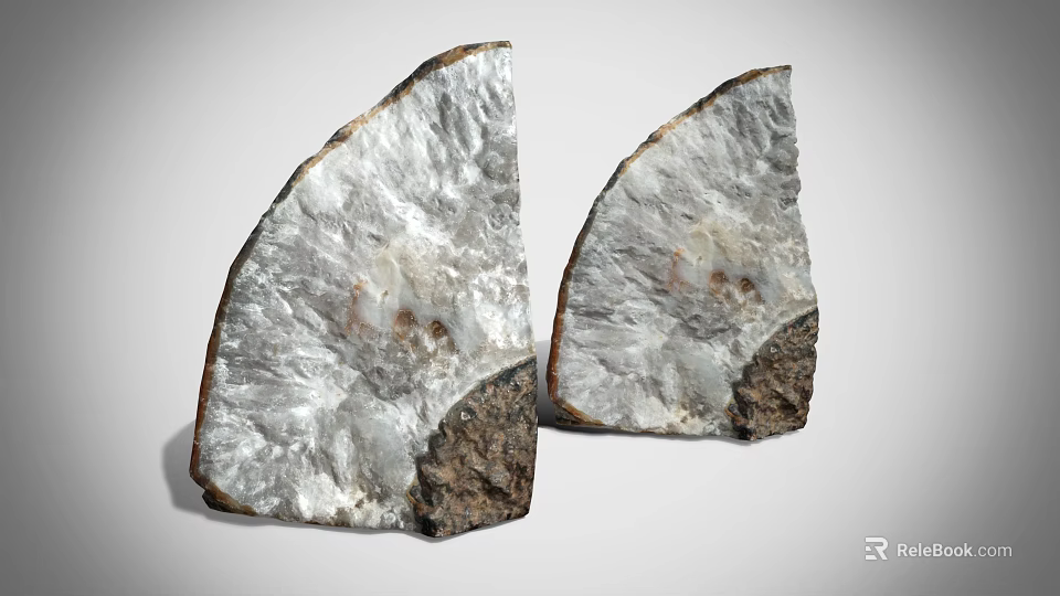 Translucent Rock Slices With White Brown Textures And Dark Edges 3d model
