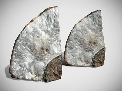 Translucent Rock Slices With White Brown Textures And Dark Edges 3d model