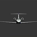 Small Jet Airplane with White Blue Stripes USA Logo Tail Modern Design Shiny Surface Dark Background