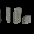 Different Building Components Featuring Concrete And Stone Blocks In Various Sizes 3d model