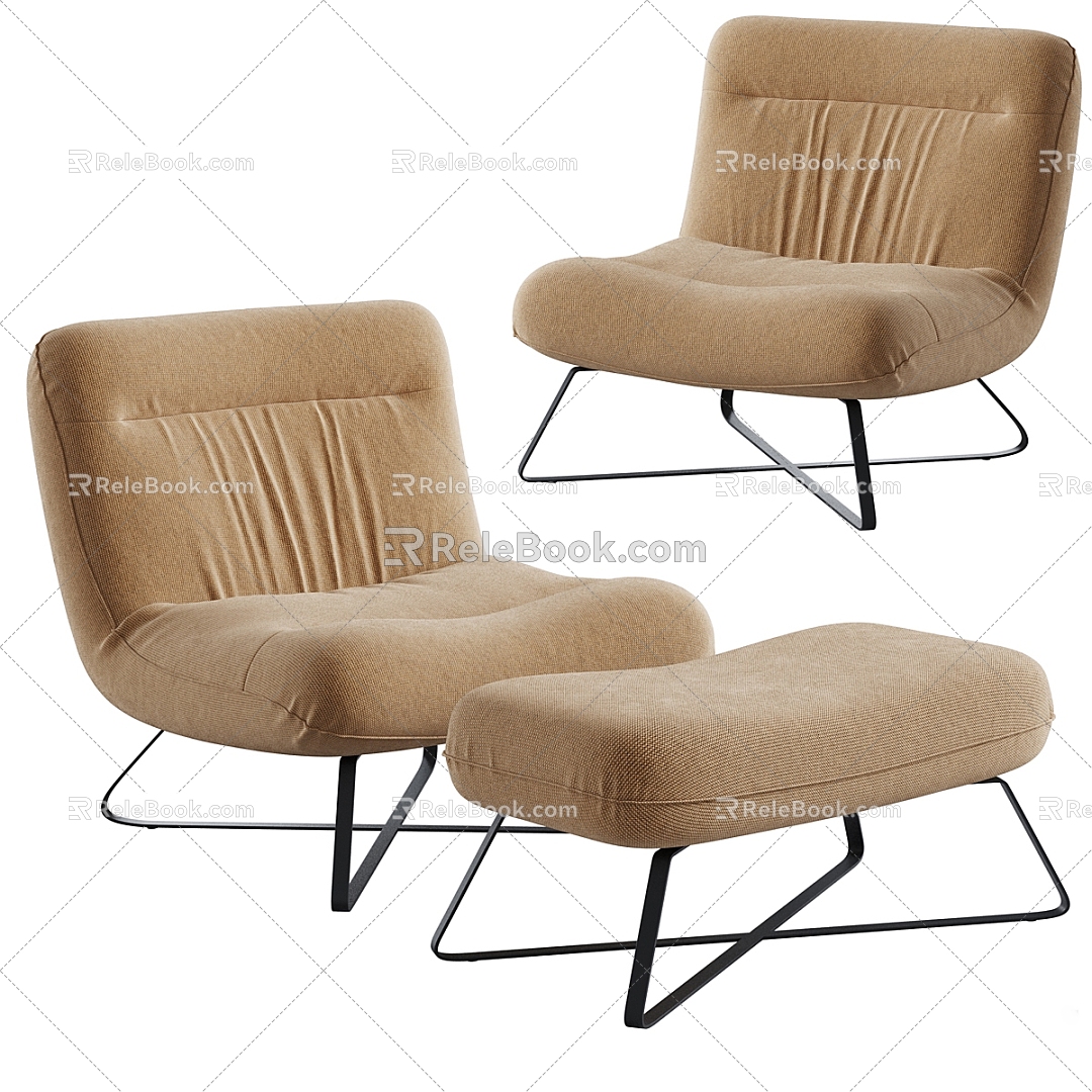 Modern Sofa Chair Beige Leisure Chair 3d model