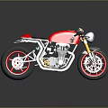 Vintage Red Motorcycle With Shiny Chrome Details Red Body And Black Wheels