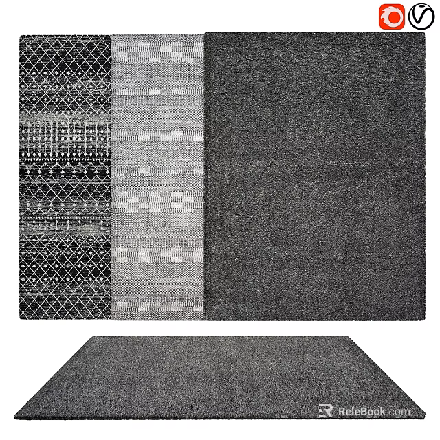 Square Rugs Featuring Geometric Patterns Striped And Solid Color Modern Home Decor 3d model