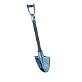 Blue Metal Shovel Weapon With Dark Handle And Sharp Blade Design 3d model
