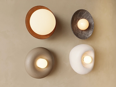 Ancient Solid Wood Tangyuan Wall Lamp Nordic Glass Bedside Wall Lamp Japanese Yellow Cave Stone Wall Lamp model