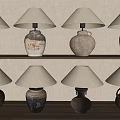 The ancient retro table lamp pottery pot table lamp can table lamp 3d model