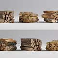 Neatly Stacked Natural Wood Logs With Various Sizes And Rustic Firewood Piles