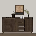 New Chinese-style Middle Ancient Sideboard Solid Wood Low Cabinet End View Cabinet 3d model