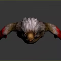 Fierce Goblin Character With Yellow Skin Red Hands White Beard Horns And Spotted Fur