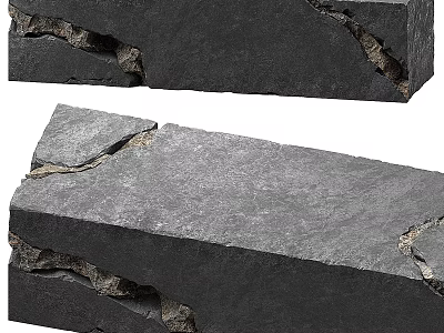 Natural Black Stone Stool With Rustic Cracked Texture And Solid Design 3d model