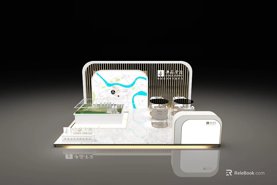 Modern Display Shelf with LED Lighting Glass Panels and Marble Surface for Retail Showcase 3d model 