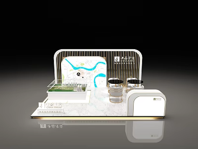 Modern Display Shelf with LED Lighting Glass Panels and Marble Surface for Retail Showcase 3d model