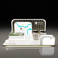 Modern Display Shelf with LED Lighting Glass Panels and Marble Surface for Retail Showcase