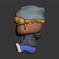 Cartoon Style Game and Movie Character With Blue Hat Blonde Hair Facial Tattoos and Purple Hoodie