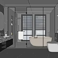 Modern Bathroom Interior Design With Marble Vanity Glass Shower And Free Standing Bathtub
