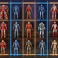 Iron Man Action Figures With Various Armor Designs For Collectible 3d model