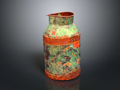 Handcrafted Ceramic Jug With Green Red Speckled Texture And Rimmed Spout 3d model