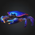 Vibrant Blue And Purple Crab As Colorful Aquatic Animal With Shiny Shell