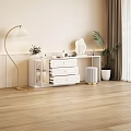 White Modern Bedroom Dresser With Drawers Cabinet Stool Floor Lamp And Plants