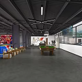 Indoor Basketball Court With Wooden Flooring Blue Markings Basketball Hoops And Firesun Banners