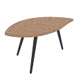 Oval Wooden Table With Black Tapered Legs And Smooth Natural Surface