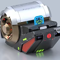 Industrial Equipment With Silver Metal Casing Blue Control Component Red Panel And Green Indicator Arrow