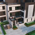 Modern Detached Villa Exterior Design With Multiple Floors Large Windows And Landscaped Garden