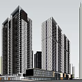 Modern Residential Building Exterior With Large Glass Windows And Wooden Accents Surrounded By High Rises